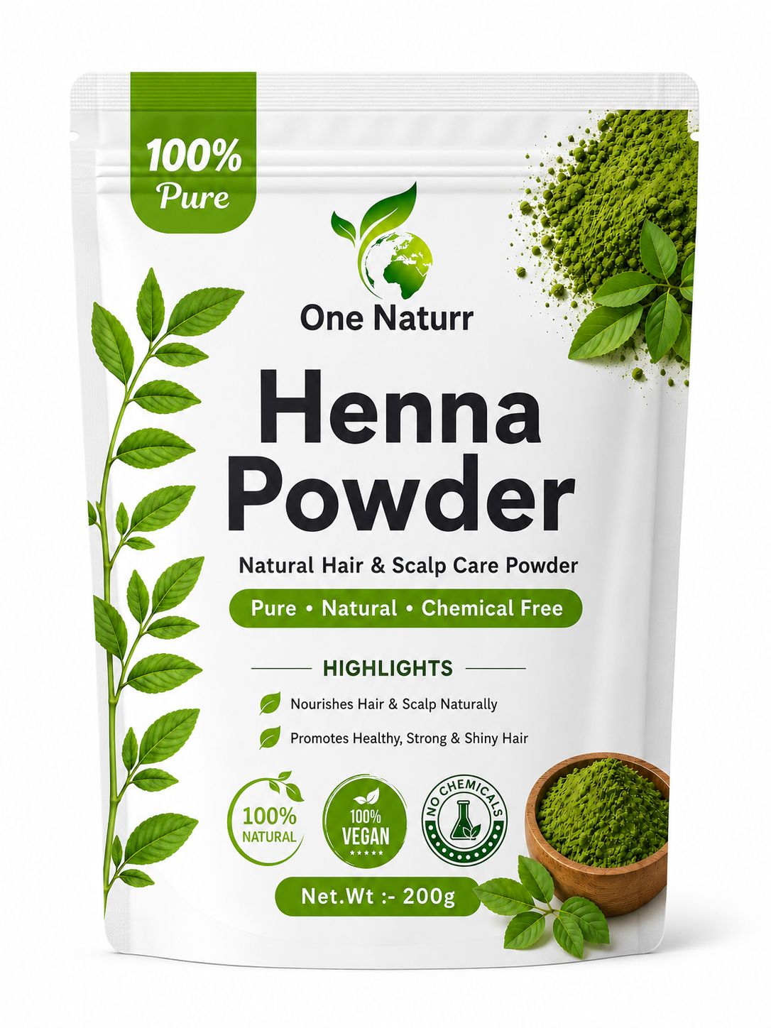 One Naturr Henna Powder for Natural Hair Care – 200g